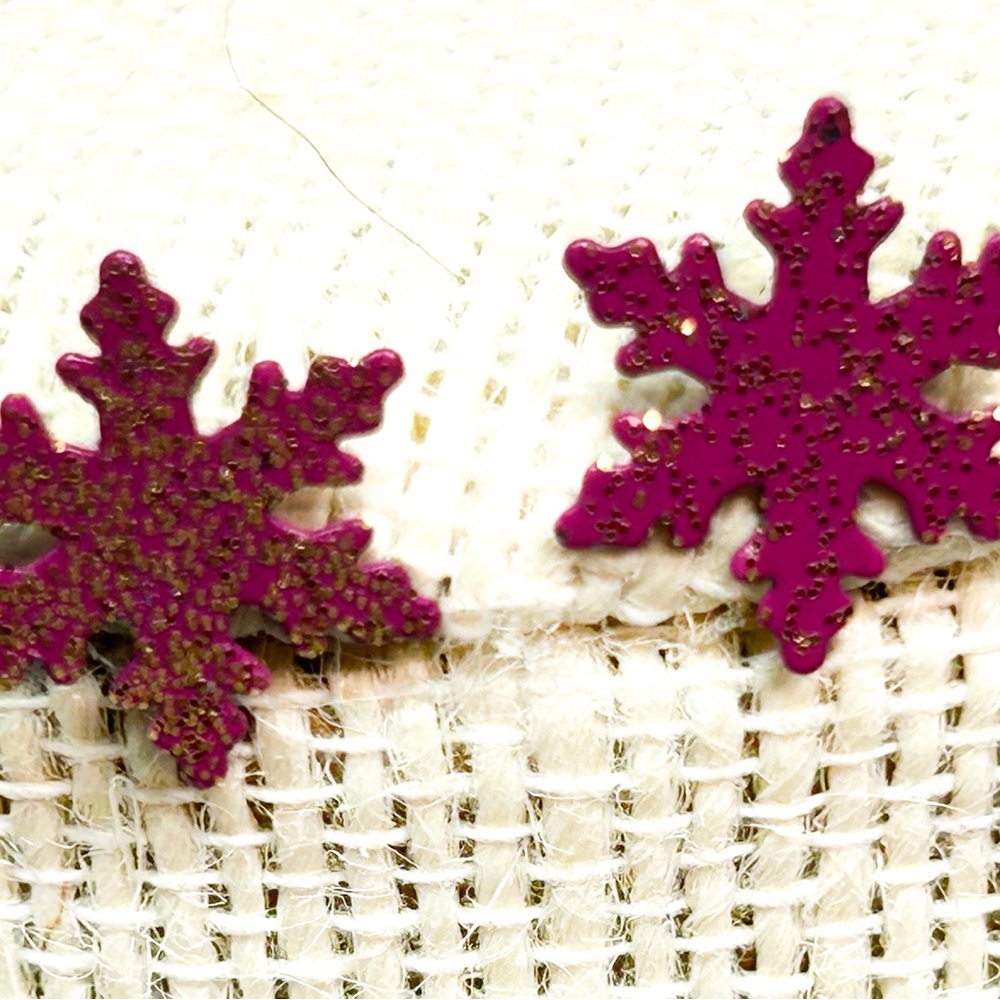 Pink Winter Snowflake Post Earrings Winter Colorful Holiday Festive
